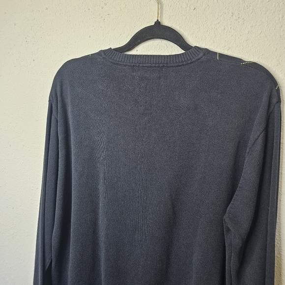 Tehama Silk Cashmere Blend Mens Argyle Sweater Size Large‎ Navy Blue V Neck - Picture 9 of 10